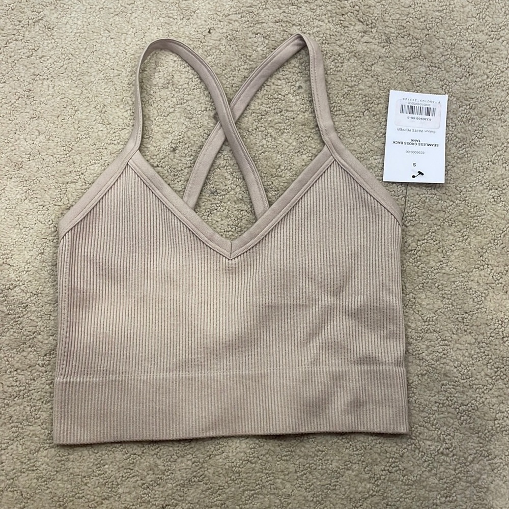 cotton on body size s beige cropped tank top